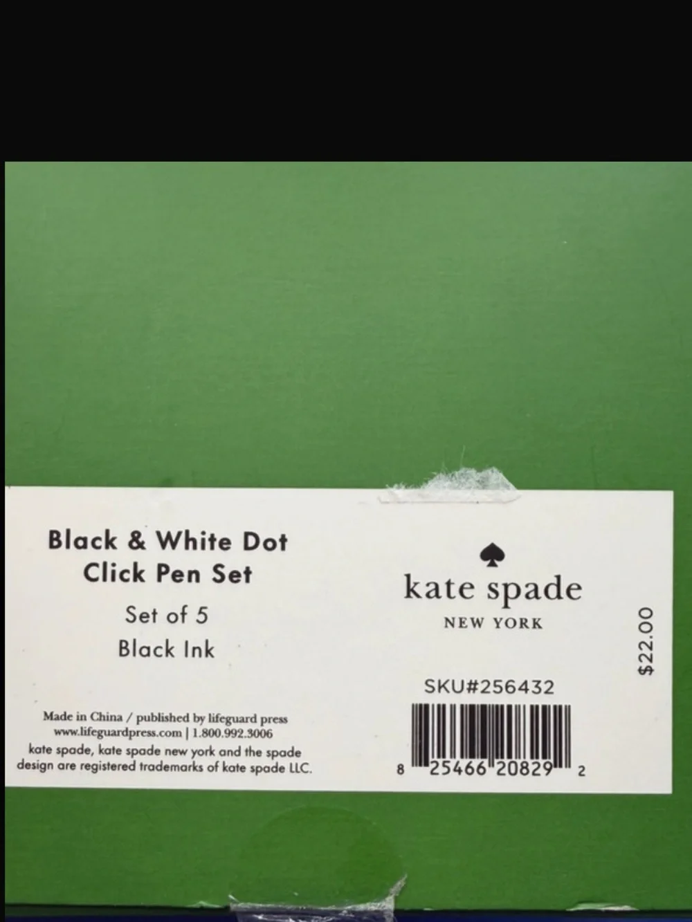 kate spade White & Black Polka Dot Ink Pen Set New